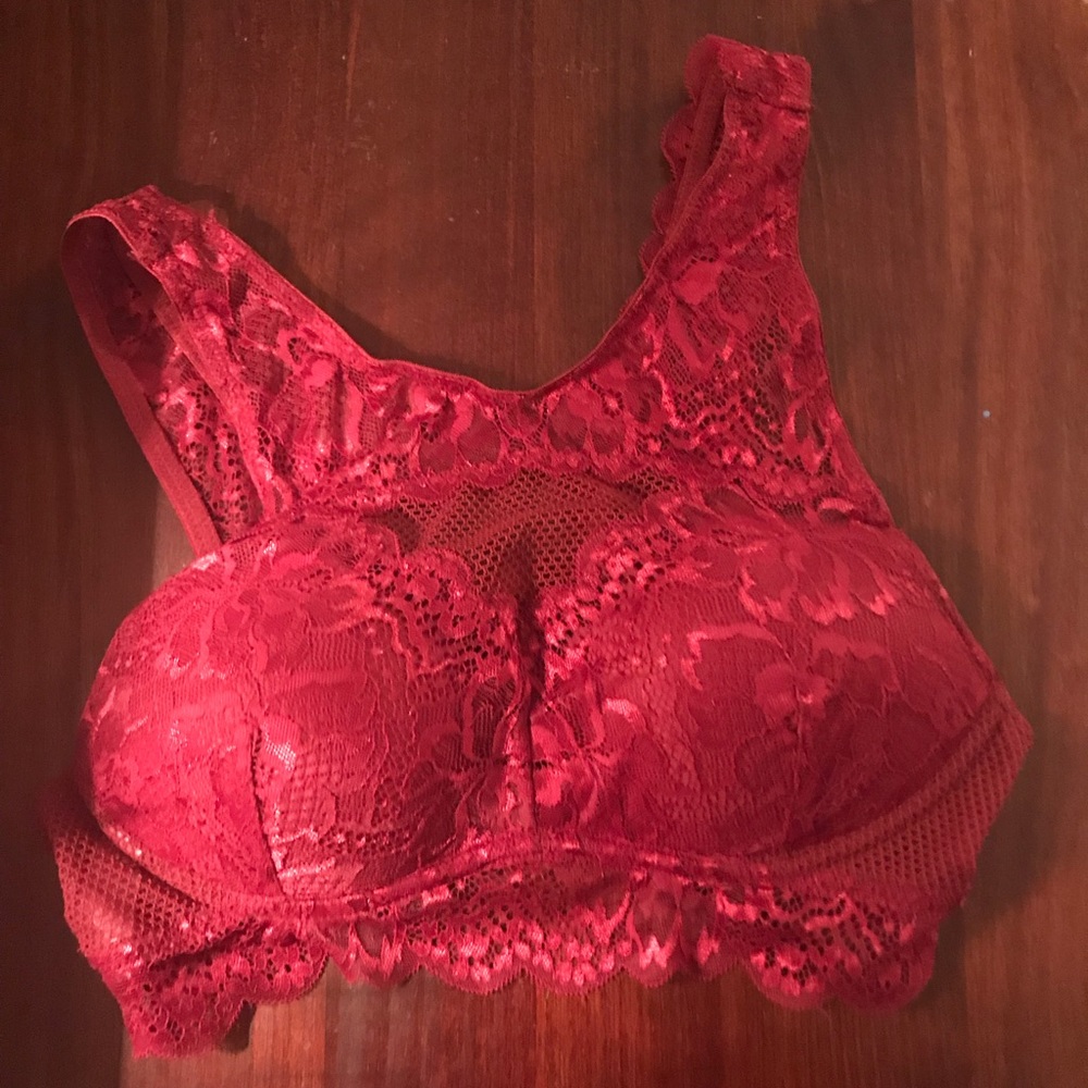 Red Push-Up High Neck Bralette